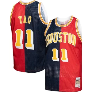 Sofisticado Comodo Hermoso Yao Ming Houston Rockets Hardwood Classics 2004/05 Split Swingman Jersey Navy/Red  para la gran final