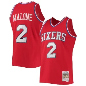Cool Moses Malone Philadelphia 76ers 1982/83 Hardwood Classics NBA 75th Anniversary Diamond Swingman Jersey Red  para la gran final