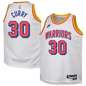 Resistente Stephen Curry Golden State Warriors Nike Youth 2024/25 Swingman Jersey White Classic Edition  para la gran final
