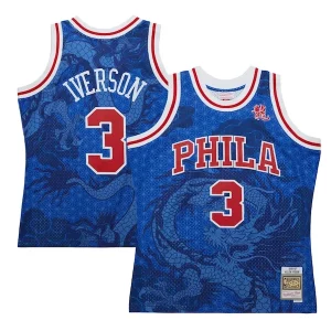 Clásico Cool Allen Iverson Philadelphia 76ers 1996/97 Hardwood Classics Asian Heritage 6.0 Swingman Throwback Player Jersey Royal  para la gran final