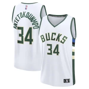 Ideal Delicioso Elegante Giannis Antetokounmpo Milwaukee Bucks Fast Break Replica Player Jersey Association Edition White  para la gran final