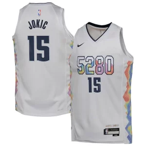 Comodo Nikola Jokic Denver Nuggets Nike Youth 2024/25 Swingman Player Jersey City Edition White  para la gran final