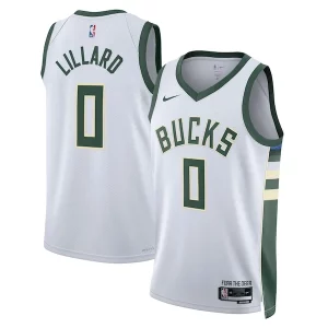 Encantador Damian Lillard Milwaukee Bucks Nike Unisex Fear The Deer Swingman Player Jersey Association Edition White  para la gran final