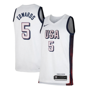 Atractivo Elegante Anthony Edwards Unisex Nike Men's USA Basketball 2024 Swingman Player Jersey White  para la gran final