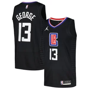 Versátil Paul George LA Clippers Jordan Brand Nike Swingman Player Jersey Statement Edition Black  para la gran final