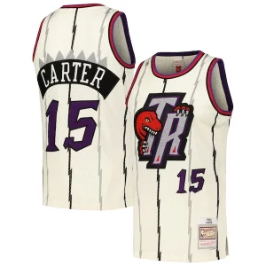 Original Único Vince Carter Toronto Raptors Chainstitch Swingman Jersey Cream  para la gran final