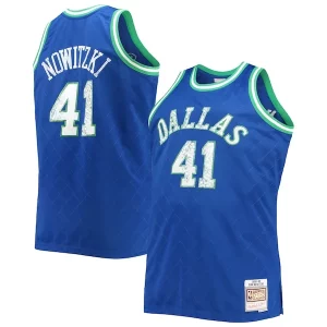 Delicioso Dirk Nowitzki Dallas Mavericks Big & Tall 1998/99 NBA 75th Anniversary Diamond Swingman Jersey Blue  para la gran final