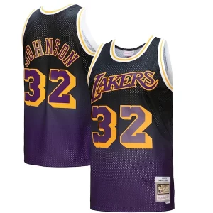 Práctico Magnífico Fácil de llevar Magic Johnson Los Angeles Lakers 1984/85 Hardwood Classics Fadeaway Swingman Player Jersey Purple/Black/Gold  para la gran final