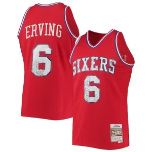 Comodo Lujoso Julius Erving Philadelphia 76ers 1982/83 Hardwood Classics NBA 75th Anniversary Diamond Swingman Jersey Red  para la gran final