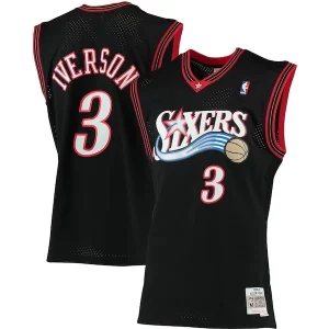 Chulo Allen Iverson Philadelphia 76ers 2000/01 Big & Tall Hardwood Classics Swingman Jersey Black/Red/Royal/White  para la gran final