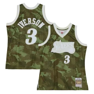 Clásico Genial Elegante Allen Iverson Philadelphia 76ers Hardwood Classics 1997/98 Ghost Green Swingman Jersey Camo  para la gran final