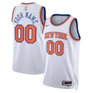 Estupendo New York Knicks Nike Unisex Swingman Custom Jersey White Association Edition/Blue  para la gran final