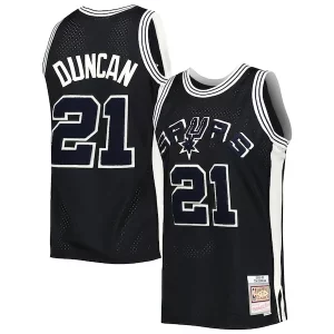 Magnífico Único Moderno Tim Duncan San Antonio Spurs 1998/99 Hardwood Classics Off Court Swingman Jersey Black  para la gran final