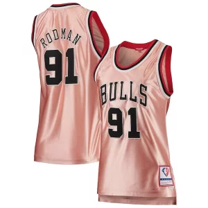 Atractivo Original Resistente Dennis Rodman Chicago Bulls Women's 75th Anniversary Rose Gold 1997 Swingman Jersey Pink  para la gran final