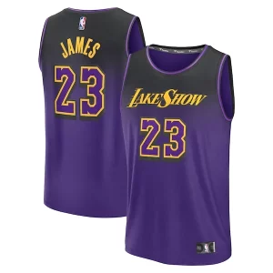 Original LeBron James Los Angeles Lakers Youth 2024/25 Fast Break Player Jersey City Edition Purple  para la gran final