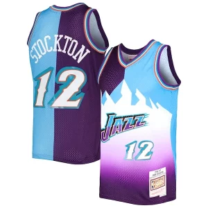 Versátil Maravilloso John Stockton Utah Jazz Hardwood Classics 1996/97 Split Swingman Jersey Purple/Turquoise  para la gran final