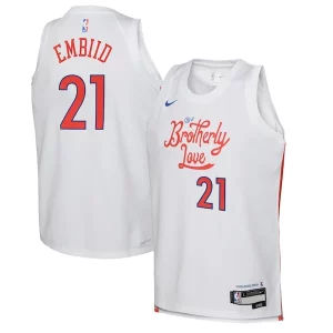 Delicioso Joel Embiid Philadelphia 76ers Nike Youth 2022/23 Swingman Jersey City Edition White  para la gran final