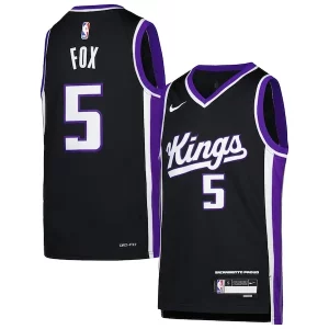 Único Resistente De'Aaron Fox Sacramento Kings Nike Youth Swingman Jersey Icon Edition Purple  para la gran final