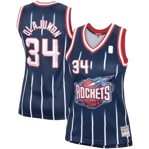 Sofisticado Hakeem Olajuwon Houston Rockets Women's Hardwood Classics Swingman Jersey Navy/Red  para la gran final