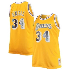 Lujoso Clásico Shaquille O'Neal Los Angeles Lakers Big & Tall 1996 97 NBA 75th Anniversary Diamond Swingman Jersey Gold  para la gran final