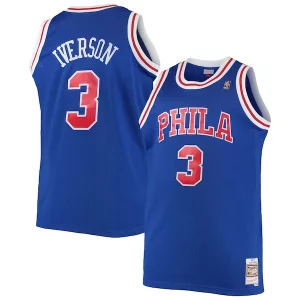 Sofisticado Allen Iverson Philadelphia 76ers 1996/97 Big & Tall Hardwood Classics Swingman Jersey Royal/Black/Red/White  para la gran final