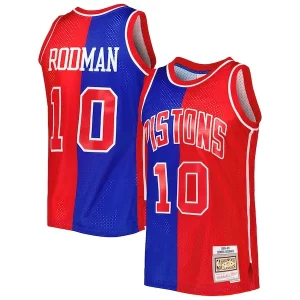 Práctico Dennis Rodman Detroit Pistons Hardwood Classics 1988/89 Split Swingman Jersey Blue/Red  para la gran final