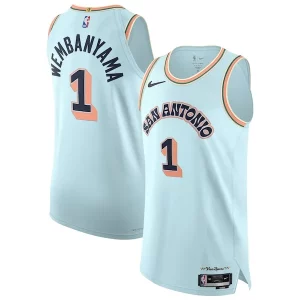 Fácil de llevar Genial Magnífico Victor Wembanyama San Antonio Spurs Nike 2024/25 Authentic Player Jersey City Edition Light Blue  para la gran final