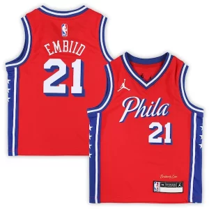 Práctico Exquisito Joel Embiid Philadelphia 76ers Jordan Brand Preschool 2022/23 Replica Jersey Statement Edition Red  para la gran final