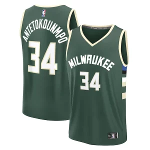 Fantástico Cool Ideal Giannis Antetokounmpo Milwaukee Bucks Fast Break Replica Player Jersey Icon Edition Hunter Green  para la gran final