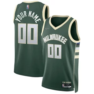 Estupendo Milwaukee Bucks Nike 2021/22 Diamond Swingman Custom Jersey Icon Edition Hunter Green  para la gran final