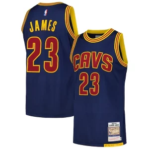 Maravilloso Atractivo LeBron James Cleveland Cavaliers 2015/16 Hardwood Classics Authentic Jersey Navy  para la gran final