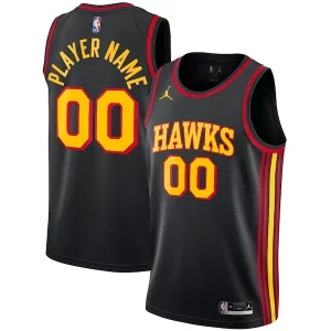 Hermoso Comodo Atlanta Hawks Jordan Brand Swingman Custom Jersey Statement Edition Black  para la gran final