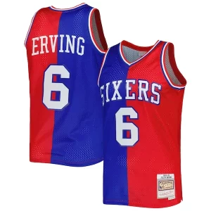 Estupendo Julius Erving Philadelphia 76ers Hardwood Classics 1982/83 Split Swingman Jersey Royal/Red  para la gran final