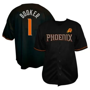 Encantador Hermoso Devin Booker Phoenix Suns Profile Big & Tall Name & Number Button Up Jersey Black  para la gran final
