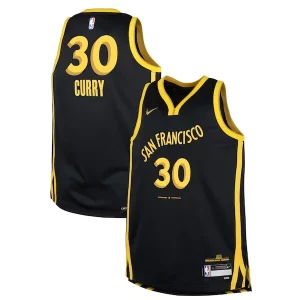 Perfecto Stephen Curry Golden State Warriors Nike Youth Swingman Replica Jersey City Edition Black  para la gran final