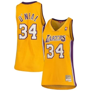 Robusto Increíble Shaquille O'Neal Los Angeles Lakers Women's 1999/00 Hardwood Classics Swingman Jersey Gold  para la gran final