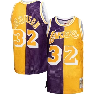 Robusto Ideal Magic Johnson Los Angeles Lakers Big & Tall Hardwood Classics 1984/85 Split Swingman Jersey Purple/Gold  para la gran final