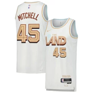 Práctico Donovan Mitchell Cleveland Cavaliers Nike Swingman Player Jersey City Edition White  para la gran final