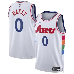 Bonito Atractivo Tyrese Maxey Philadelphia 76ers Nike Unisex 2024/25 Swingman Player Jersey City Edition White  para la gran final