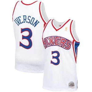 Elegante Allen Iverson Philadelphia 76ers 1996/97 Hardwood Classics Swingman Jersey White/Red/Royal/Black  para la gran final