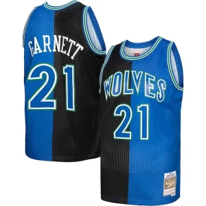 Elegante Fantástico Chulo Kevin Garnett Minnesota Timberwolves Hardwood Classics 1995/96 Split Swingman Jersey Black/Blue  para la gran final