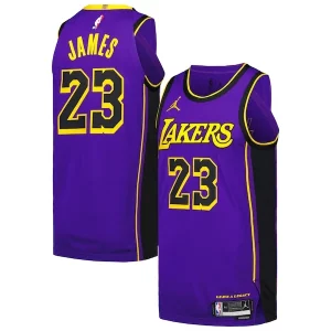 Elegante Original LeBron James Los Angeles Lakers Jordan Brand Authentic Player Jersey Statement Edition Purple  para la gran final