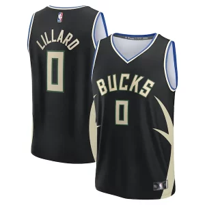 Maravilloso Damian Lillard Milwaukee Bucks Youth Fast Break Replica Player Jersey Statement Edition Black  para la gran final