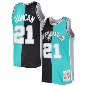 Bonito Genial Elegante Tim Duncan San Antonio Spurs Hardwood Classics 1998/99 Split Swingman Jersey Black/Teal  para la gran final