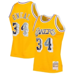 Perfecto Shaquille O'Neal Los Angeles Lakers 1996 97 Hardwood Classics NBA 75th Anniversary Diamond Swingman Jersey Gold  para la gran final