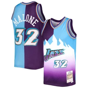Fácil de llevar Karl Malone Utah Jazz Hardwood Classics 1996/97 Split Swingman Jersey Purple/Turquoise  para la gran final