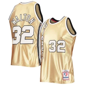 Sofisticado Clásico Bill Walton Portland Trail Blazers 75th Anniversary 1976/77 Hardwood Classics Swingman Jersey Gold  para la gran final
