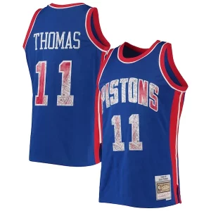 Moderno Isiah Thomas Detroit Pistons 1988/89 Hardwood Classics NBA 75th Anniversary Diamond Swingman Jersey Blue  para la gran final