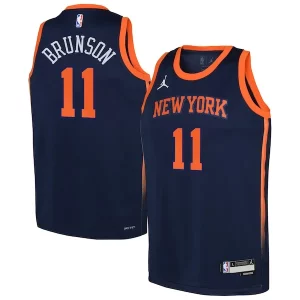 Magnífico Jalen Brunson New York Knicks Jordan Brand Youth Swingman Jersey Statement Edition Navy  para la gran final