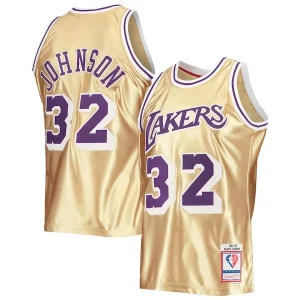Genial Hermoso Increíble Magic Johnson Los Angeles Lakers 75th Anniversary 1984/85 Hardwood Classics Swingman Jersey Gold  para la gran final